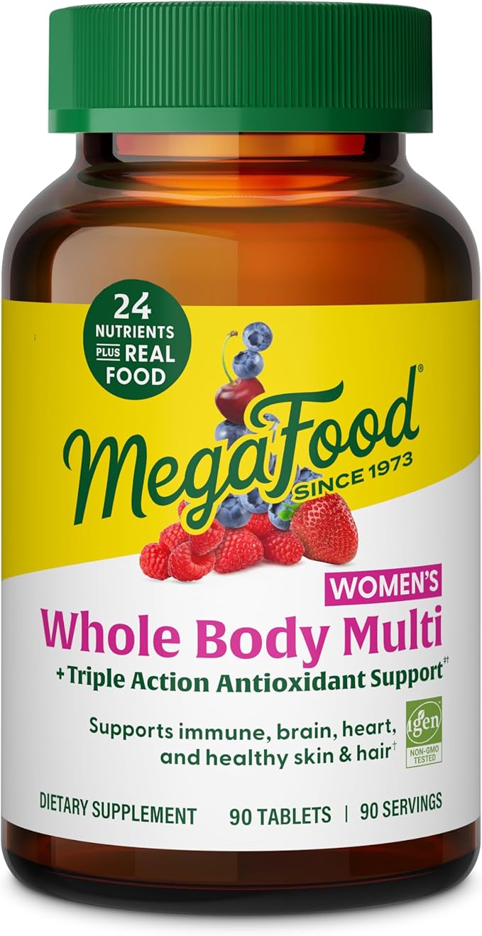 MegaFood Whole Body Methylated Multivitamin for Women - Womens Multivitamin with Magnesium Glycinate Biotin &amp Methylcobalamin B12 Vitamins - Daily Energy &amp Immune Support - 90 Tablets 90 Ser
