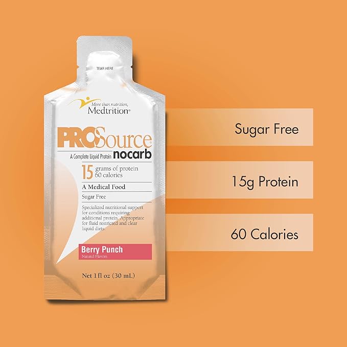 Medtrition ProSource NoCarb Berry Punch Liquid Packets Case of 25-1 fl oz Packets