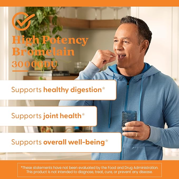 Doctor's Best 3000 GDU Bromelain Proteolytic Digestive Enzymes Supplements Supports Healthy Digestion Joint Health Nutrient Absorption 500 mgCapsule 90 Count(Pack of 1)