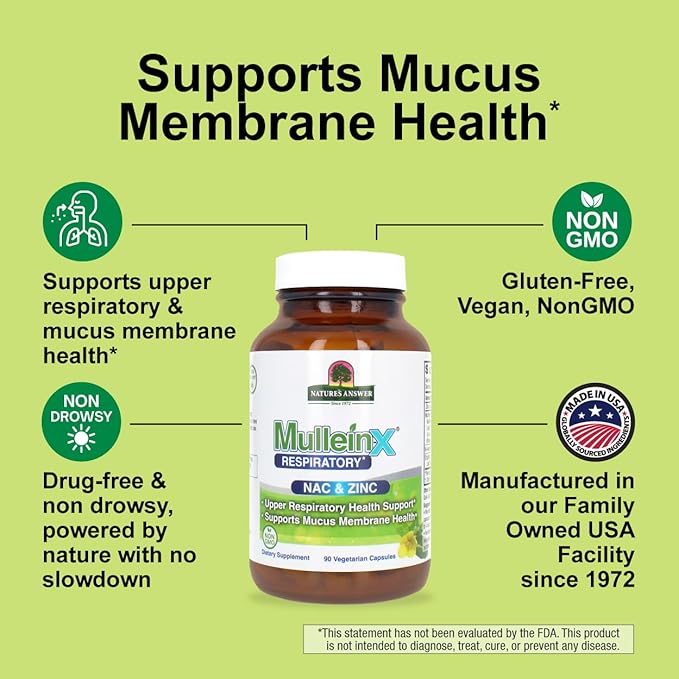 Nature's Answer MulleinX® Respiratory NAC &amp Zinc 90 Vegetarian Capsules