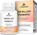 Lifeatlas 300 Billion CFU Probiotics - Probiotics for Women and Men 12 Probiotic Strains Plus Prebiotic for Immune &amp Digestive Gut Health Gas Bloating Shelf Stable - 60 Caps