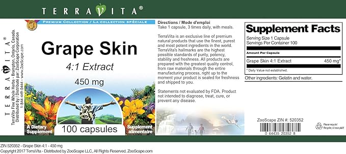 Grape Skin 4:1-450 mg (100 Capsules ZIN: 520352) - 3 Pack