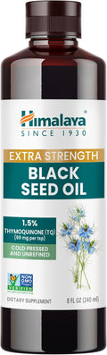 Himalaya Extra Strength Black Seed Oil Cold-Pressed &amp Unrefined 1.5% Thymoquinone (69 mg per TSP) 8 oz