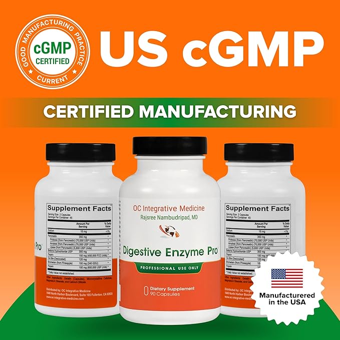 Digestive Enzyme Pro by Dr. Rajsree MD | Full Spectrum Digestive Enzyme Support for Gas Bloating &amp Indigestion | with Betaine Pepsin Ox Bile &amp Pancreatin | 90 Capsules