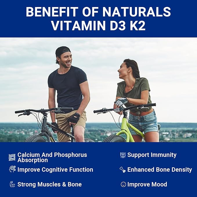 Sugar-Free Vitamin D3 K2 Gummies Vitamin D3 10000iu &amp Vitamin K2(MK7) 200mcg with Calcium Magnesium Vitamin B12 for Bone Muscle Teeth Immune Vegan