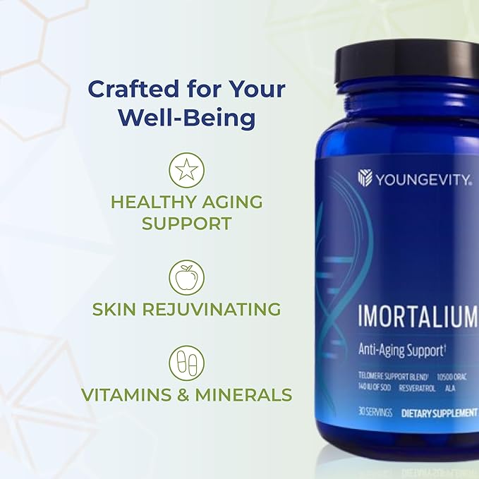 Youngevity Imortalium® - Anti-Aging Telomere Health Fucoxanthin Carotenoid Blend Fucoidan Blend MSM Glutathione Skin Rejuvinating Blend + 12 Whole Foods 120 Tablets (Pack of 1)