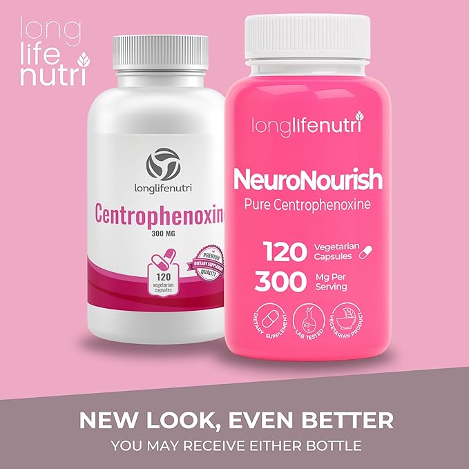 NeuroNourish (Centrophenoxine) 300mg - 120 Vegetarian Capsules 4-Month Supply Natural Nootropic for Strengthening Memory Focus &amp Cognitive Function GMP Certified Made in USA
