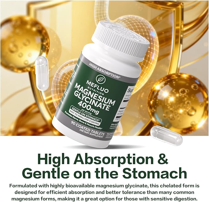 Magnesium Glycinate - 90 Vegan Capsules - High Absorption Chelated Magnesium Supplement - Helps Support Sleep Muscle Recovery &amp Nerve Health - Gentle on Stomach for Nightly Wellness Ritual