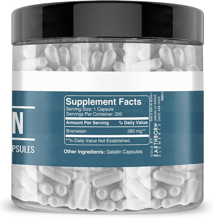 Earthborn Elements Rose HIPS &amp Bromelain Capsule Bundle (200 Capsules Each) Pure &amp Undiluted No Additives