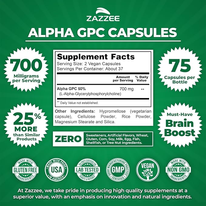 Herbal Cognitive Support Bundle | USDA Organic Korean Panax Ginseng Extract Plus Alpha GPC Choline Capsules | Non-GMO Vegan &amp ISO Lab Tested