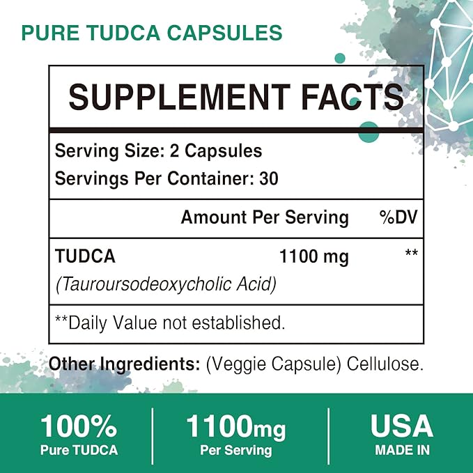 TUDCA Liver Supplements 1100mg 3rd Party Tested Ultra Strength Bile Salt TUDCA Supplement Liver Support for Detox Cleanse and Repair 120 Capsules