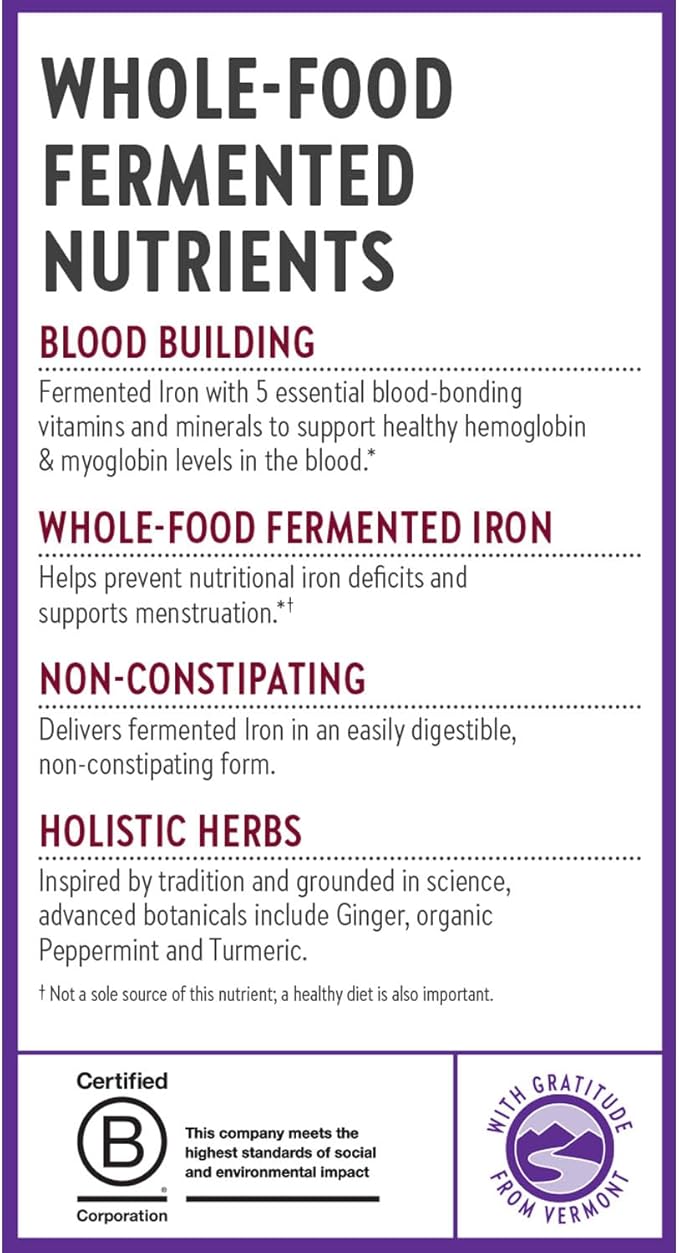 New Chapter Iron Supplement Whole-Food Fermented Iron Complex Made with Organic Vegetables &amp Herbs + One Daily Non-Constipating Dose- 90ct 3 Month Supply