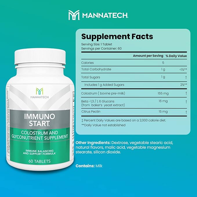 Mannatech ImmunoSTART Supplement Supports the Body’s Natural Immune Response 60 Tablets Formulated for Immune Balance and Support