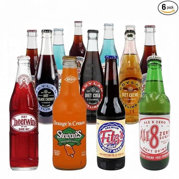 Diet Soda Sampler Pack | Premium Crafted Variety Pack from Around USA | Zero Sugar | Glass Bottles (4 Pack)