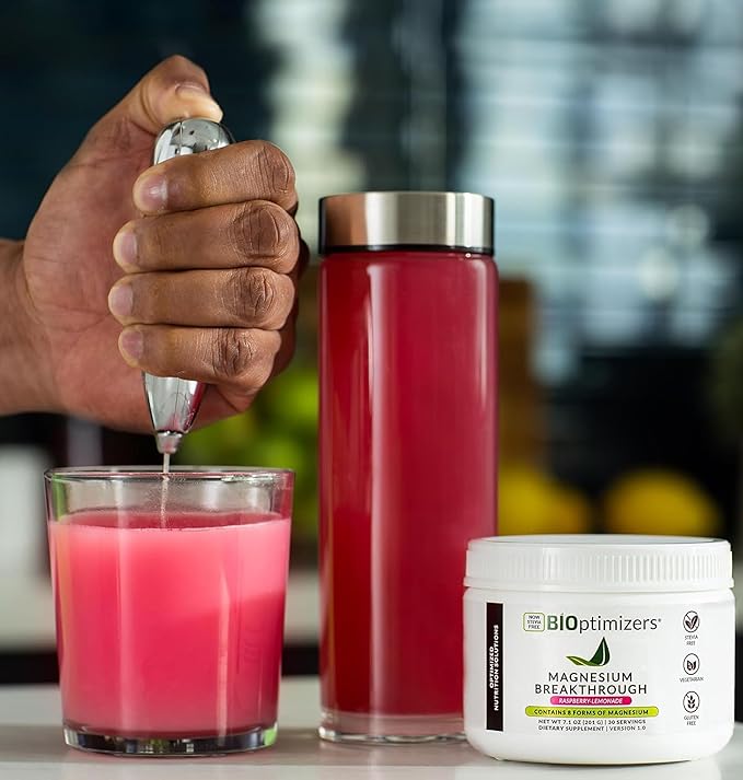 BIOptimizers Magnesium Breakthrough Drink - 8 Forms of Magnesium Electrolytes Sleep Health Stress Muscle Recovery Heart Support | Glycinate Citrate Malate- Tart Cherry