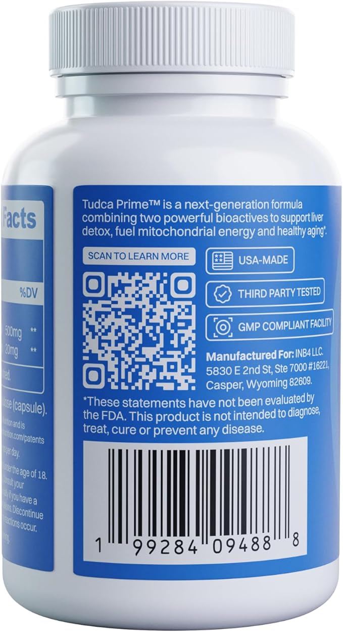 TUDCA Prime | 520mg Per Serving | 60 Day Supply | TUDCA + L-Ergothioneine | Advanced Liver Support