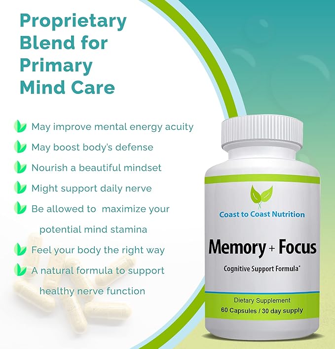 Brain Supplement – Memory Focus &amp Clarity - All-natural Brain Boosting supplement – Formulated with a whopping 41 Nootropic Ingredients: Choline Pho sphatidylserine Bacopa Extract Huperzine A