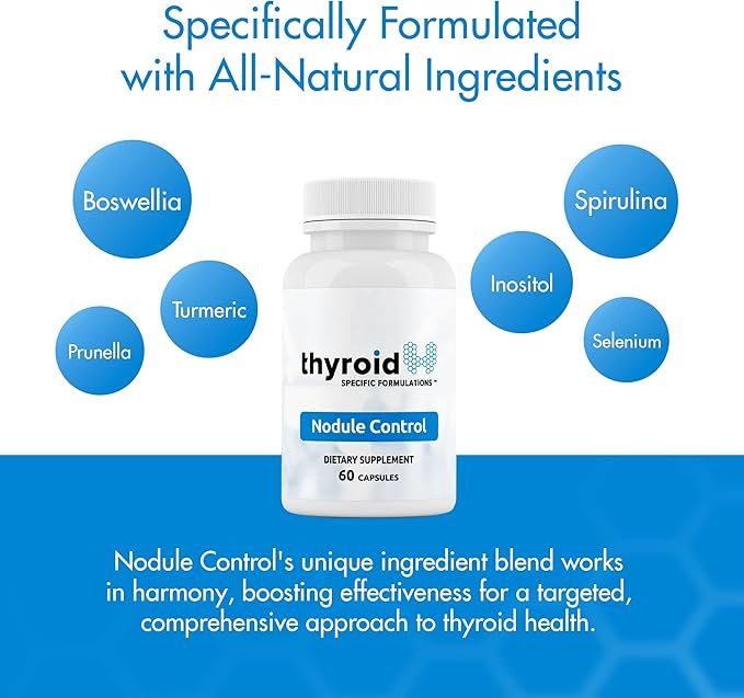 Nodule Control - Doctor Formulated Natural Thyroid Nodule Control Supports The Body to Help Reduce Thyroid Nodules -w/Spirulina Boswellia Turmeric Inositol Selenium Prunella