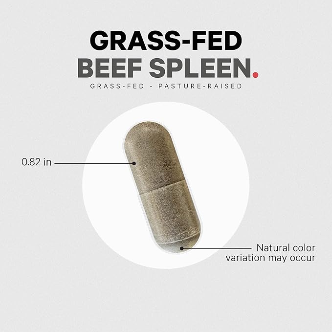 Codeage Grass Fed Beef Spleen Supplement - 2-Month Supply - Freeze Dried Non-Defatted Desiccated Bovine Pills Glandulars Meat – Pasture Raised Beef Vitamins for Spleen -180 Capsules