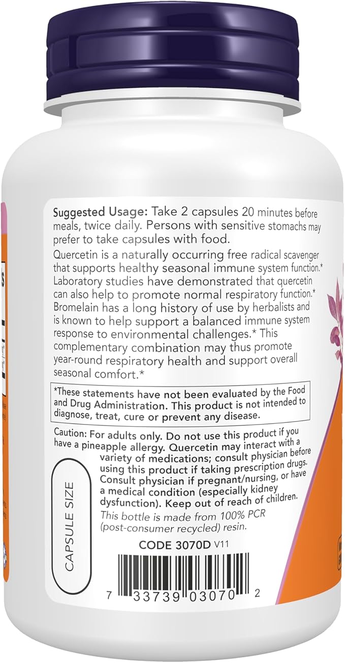 NOW Foods - Quercetin with Bromelain - 120 Vegetable Capsule(s)