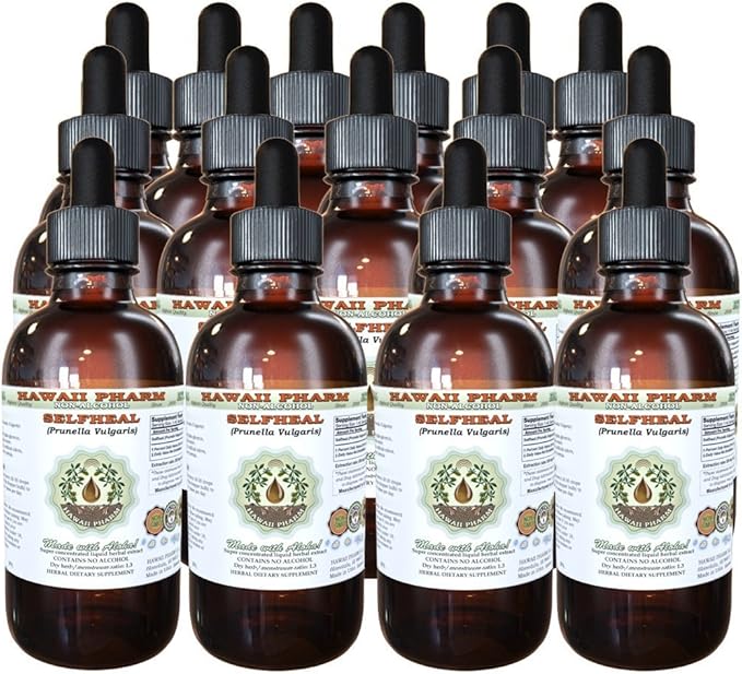 Hawaii Pharm Selfheal Alcohol-Free Liquid Extract Professional Grade Small Batch Crafted Selfheal (Prunella Vulgaris) Dried Herb Glycerite Natural Herbal Supplement 15x4 fl.oz