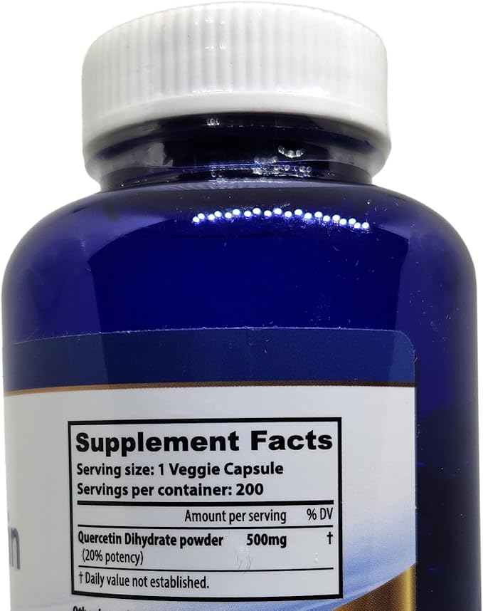 Quercetin 500mg Supplement - 200 Capsules - Quercetin Dihydrate