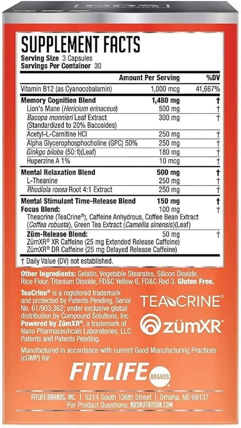 Nutrition Neuro Sphere - Brain Health Formula - Nootropic Increase Focus and Energy Enhance Concentration Antioxidant and Immunity Support - 90 Capsules