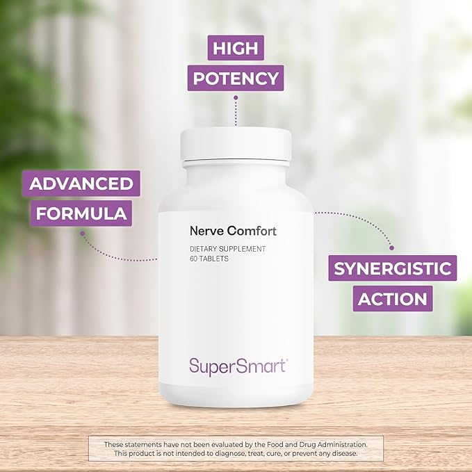 Supersmart - Nerve Comfort (Advanced Formula) - with Alpha Lipoic Acid ALA Acetyl-L-Carnitine Benfotiamine &amp Magnesium Supplement | Non-GMO &amp Gluten Free - 60 Tablets