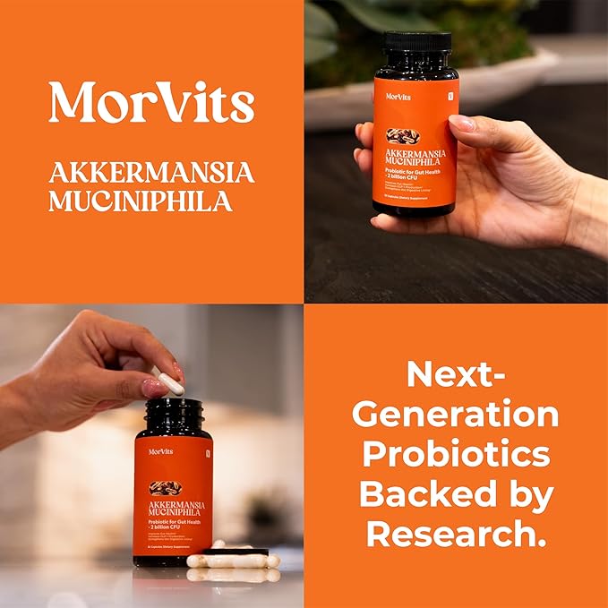 Akkermansia Probiotic for Cravings &amp Gut Health | GLP-1 Support Supplement with Akkermansia Muciniphila – 2 Billion CFU Inulin Prebiotic Fiber – 60 Capsules 1 Pack