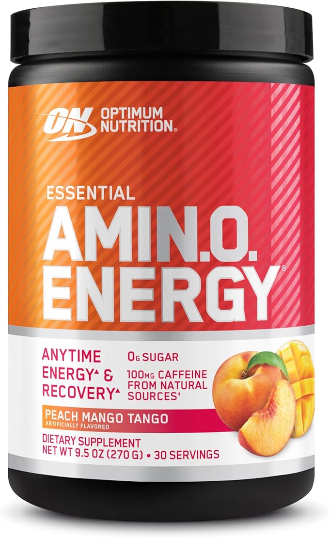 Optimum Nutrition New Flavor Amino Energy - Pre Workout with Green Tea BCAA Amino Acids Keto Friendly Green Coffee Extract Energy Powder - Peach Mango Tango 30 Servings (Packaging May Vary)