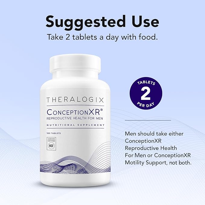 Theralogix ConceptionXR Reproductive Health For Men Men's Preconception Vitamins for Fertility Support Male Fertility Supplements for Sperm Health NSF Certified - 180 Tabs (90-Day Supply) Unflavor