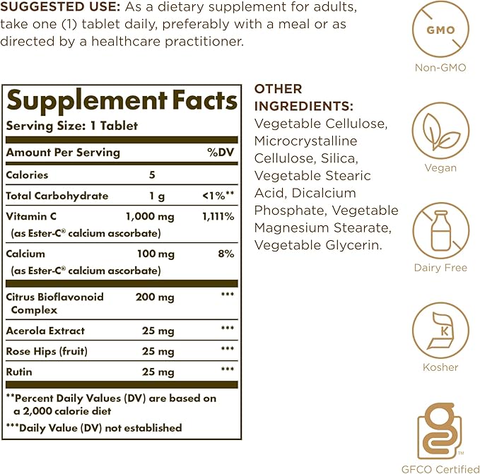 Solgar Vitamin C W Ester Plus 1000mg 180 Count