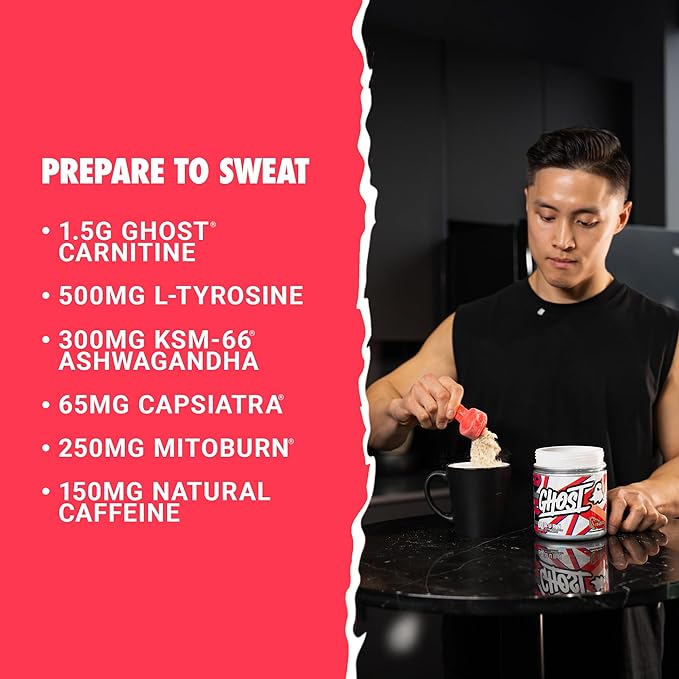 GHOST Burn Weight Management Powder Guava Berry (60 Servings) - Metabolism &amp Energy Support Supplement for Men &amp Women - Natural Caffeine L-Carnitine &amp L-Tyrosine - Gluten Soy &amp Sug