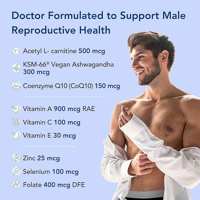 Premom Male Sperm Fortify Capsules - Male Fertility Supplements for Men Inositol Plus Bundle – Fertility Support for Women – 120 Count