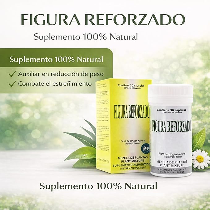 Figura Reforzado Fiber Supplement - 30 Capsules - Fiber Pills for Digestive Health - Natural Fiber Capsules for Regularity and Wellness - Convenient and Easy to Swallow