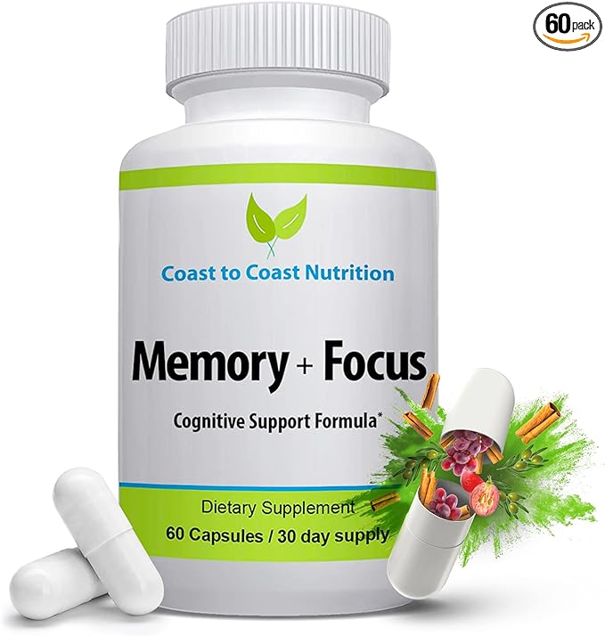 Brain Supplement – Memory Focus &amp Clarity - All-natural Brain Boosting supplement – Formulated with a whopping 41 Nootropic Ingredients: Choline Pho sphatidylserine Bacopa Extract Huperzine A