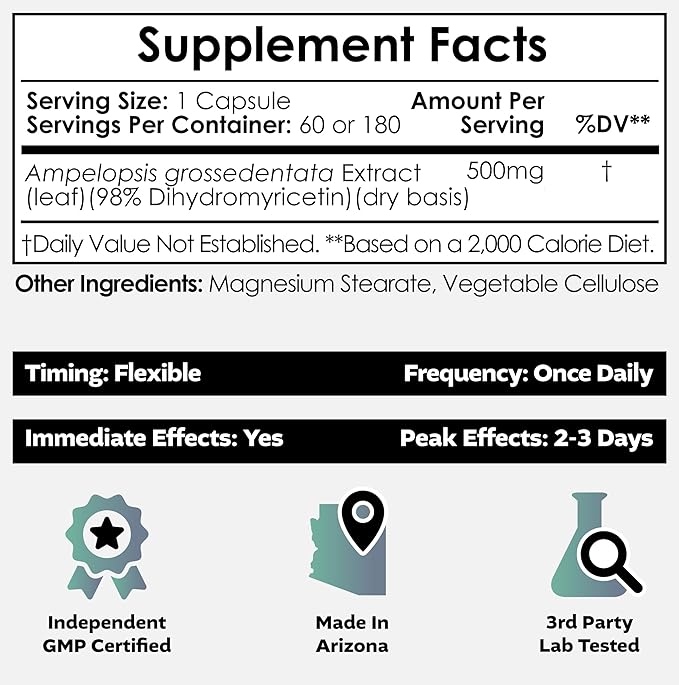 Nootropics Depot Dihydromyricetin (DHM) Capsules | 500mg | Supports Liver Alcohol Recovery and Cognition | 60 Count