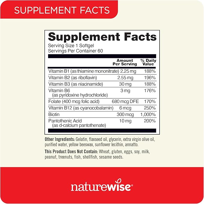 NatureWise 1000mg Omega 3 600mg EPA 400mg DHA with Vitamin E 180ct &amp Vitamin B Complex for Cellular Energy 60 Softgels[2-Month]