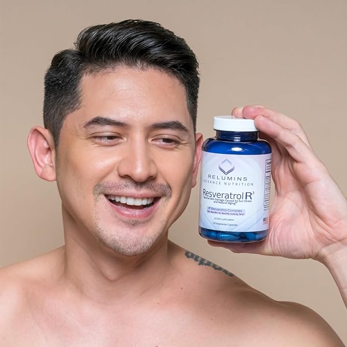 Relumins Resveratrol 600mg Supplement – High-Potency Antioxidant with Grape Seed &amp Red Wine Extract – Supports Skin Heart Health &amp Immune System – 120 Vegan Capsules x 3 Bottles