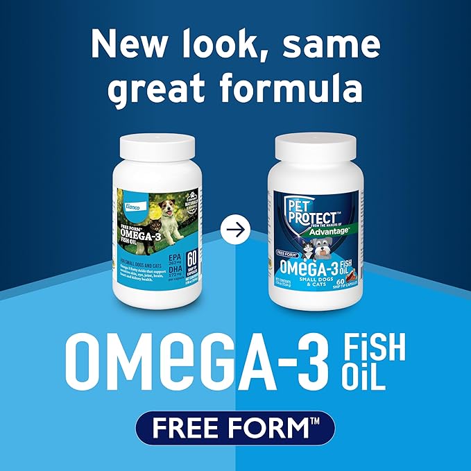 Free Form Snip Tips Omega-3 Fish Oil Liquid Supplement for Small Dogs and Cats 60 Count (Pack of 2)