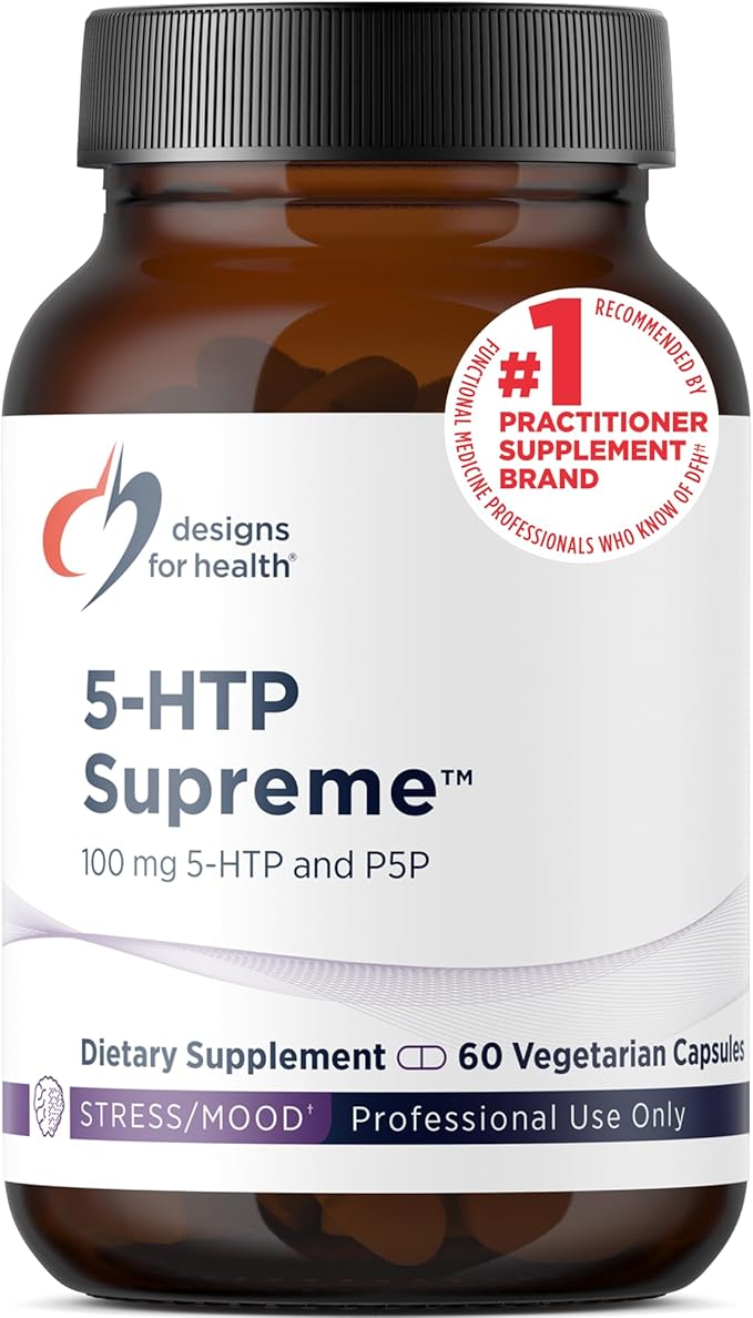 Designs for Health 5-HTP 100mg with Vitamin B6 (P-5-P) - 5-HTP Supreme 100 mg Supplement - Serotonin Precursors to Help Support Healthy Mood + Appetite (60 Capsules)