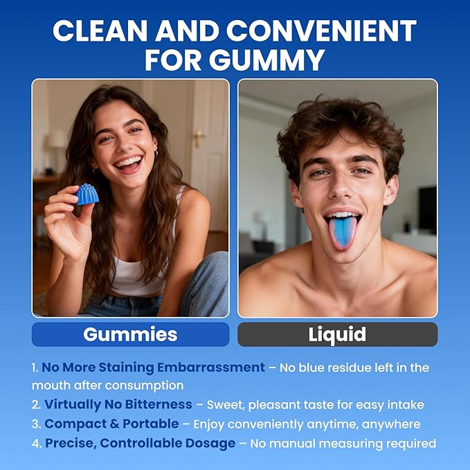 Aube'Azur Methylene Blue Gummies for Humans 14mg Methylene Blue Supplement with L-Theanine NAC Nicotinamide &amp CoQ10 for Men Women Fast-Absorbing Vegan Sugar-Free Blueberry Flavor 60 Count