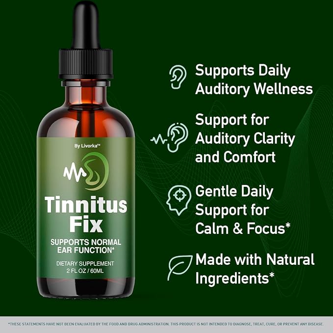 (3 Pack) TinnitusFix Drops - Official TinnitusFix Advanced Liquid Hearing Support Drop All Natural TinnitusFix Supplement Vitamins for Ear &amp Hearing Wellness Support Reviews 3 Bottles for 3 Mont