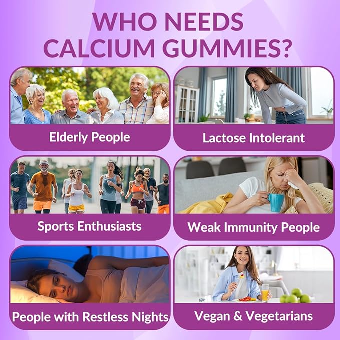 Sugar Free Calcium Gummies w/Vitamin D3 K2 Calcium Magnesium Zinc Gummies for Bone Muscle &amp Immune Algae CA Magnesium 2:1 Ratio Calcium Supplement for Women &amp Men - Vegan
