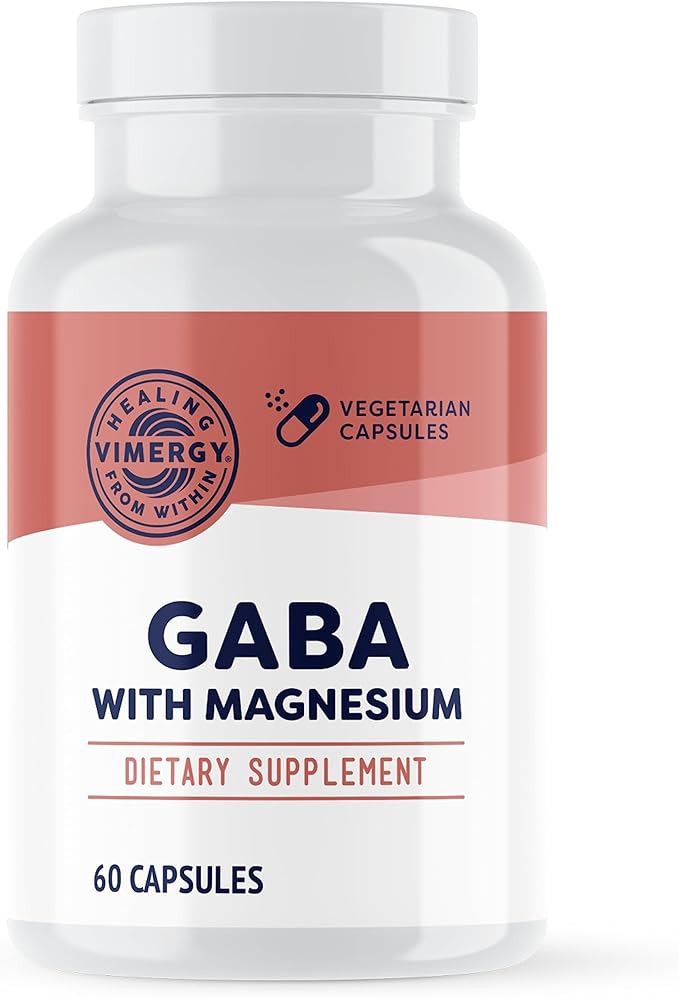 VIMERGY GABA with Magnesium – Supports Nervous System Function – Promotes Relaxation – Kosher Vegan &amp Gluten-Free – 60 Capsules