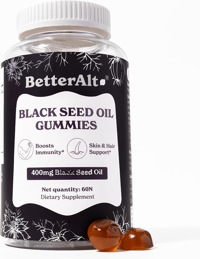 Better Alt Black Seed Oil Gummies (400mg) | Helps Boost Immunity Skin Health | 1-Month Dietary Supplement