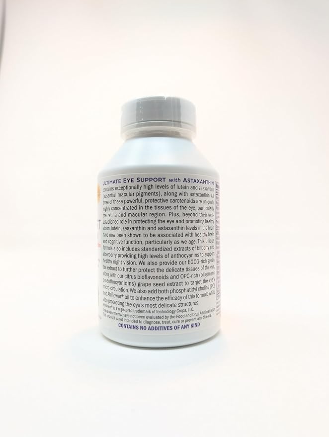 ANDREW LESSMAN Ultimate Eye Support with Astaxanthin 360 Softgels - 12mg Lutein 6mg Zeaxanthin 4mg Astaxanthin Bilberry. Key Nutrients to Support Eye Health Promote Healthy Vision. No Additives