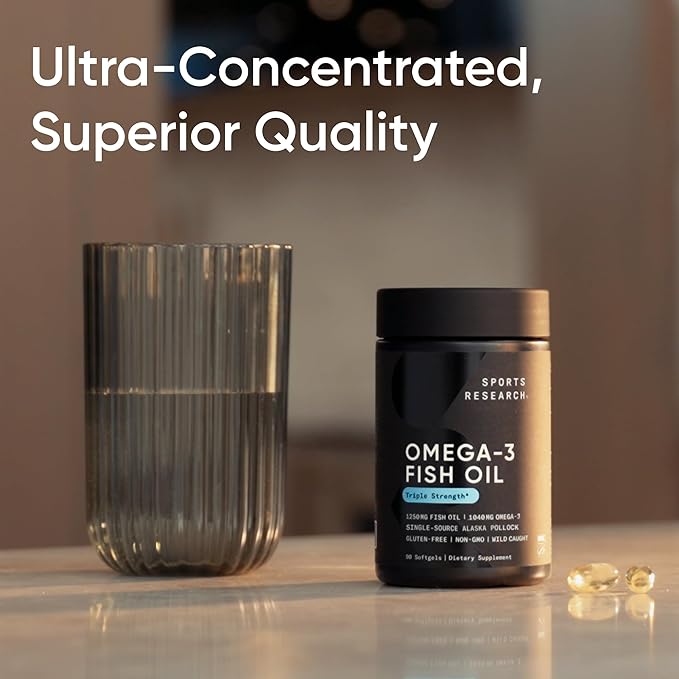 Sports Research Body Wellness Pack - Vegan Berberine &amp Vitamin D3 + K2 Supplements complemented by Triple Strength Omega-3 Fish Oil with EPA &amp DHA Fatty Acids (One Softgel per Day Recommended)