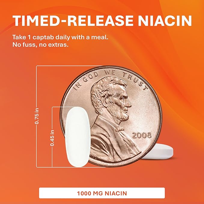 Rugby Timed-Release Niacin 1000mg Dietary Supplement for Adults for Energy Circulation and Metabolism Support 100 Captabs (Pack of 3)