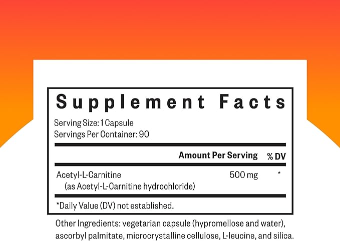 Seeking Health Acetyl-L-Carnitine - Acetyl-L-Carnitine Supplement - Supports Energy Healthy Fat Metabolism &amp Memory Health - 500 mg 90 Capsules